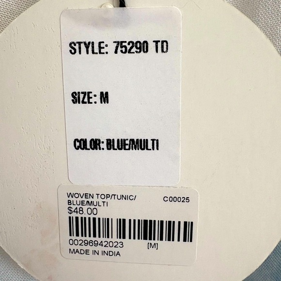 Boho Blue and White Tie-Dye Kimono-sleeved Dress-Medium - Picture 3 of 4